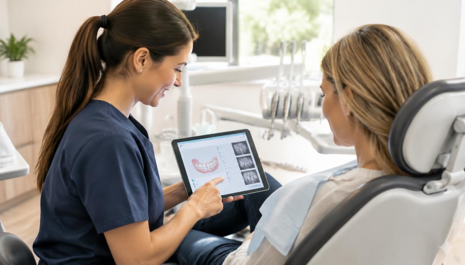 Illustrative dental consultation with a treatment plan