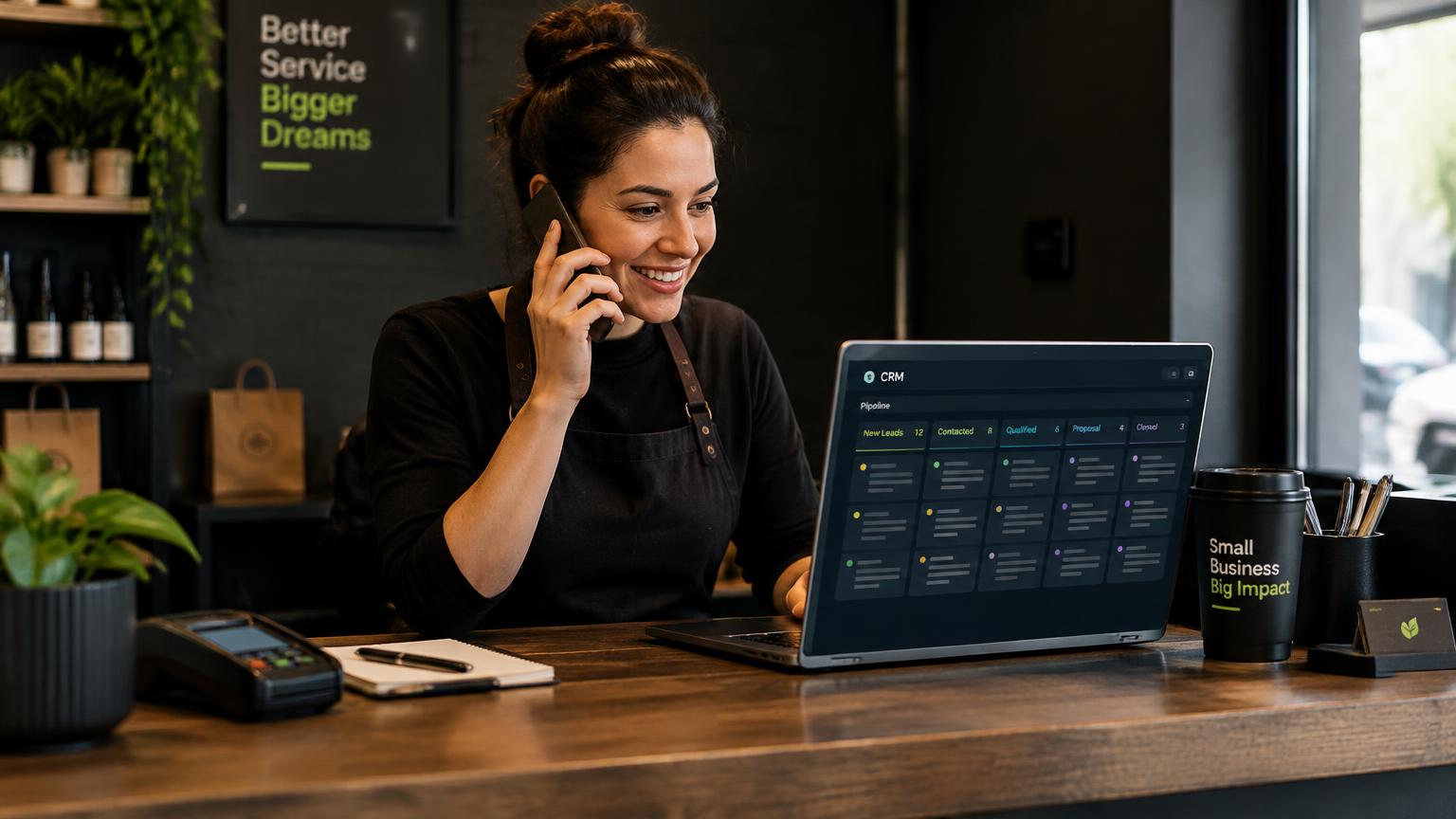 Business owner following up with a new lead